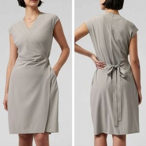Athleta Newport Wrap Dress Pinstripe Knee Length Dress Business‎ Casual Cover-up